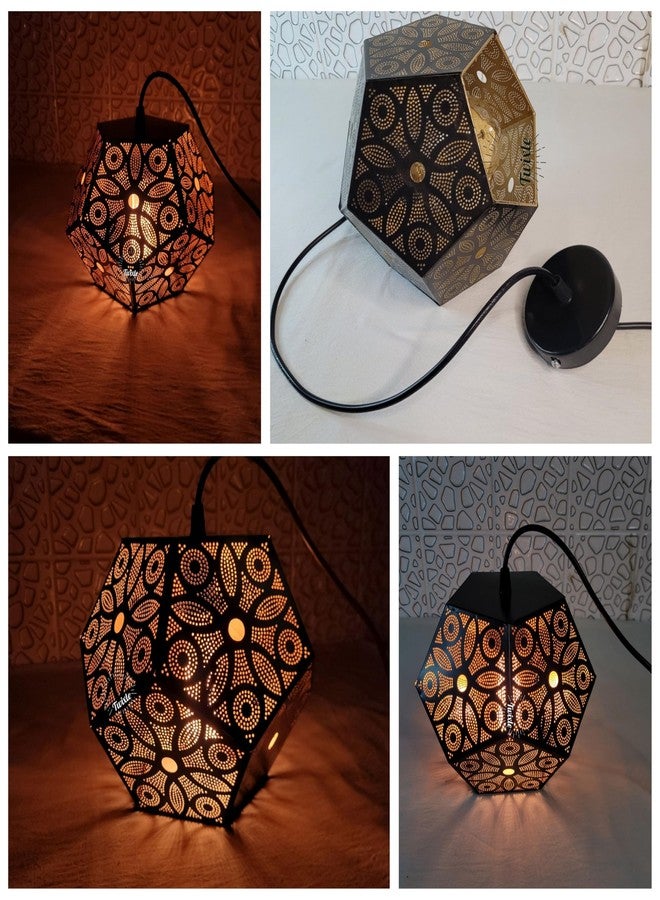 twixle Metal Black Lazer Cutting Hexagonal Hanging Lights for Living Room/Pendant Lights for Ceiling/Hanging Lamps for Home Decoration/Decorative Hanging Lights,Metal (with Bulb, 3, Pack) - Image 4